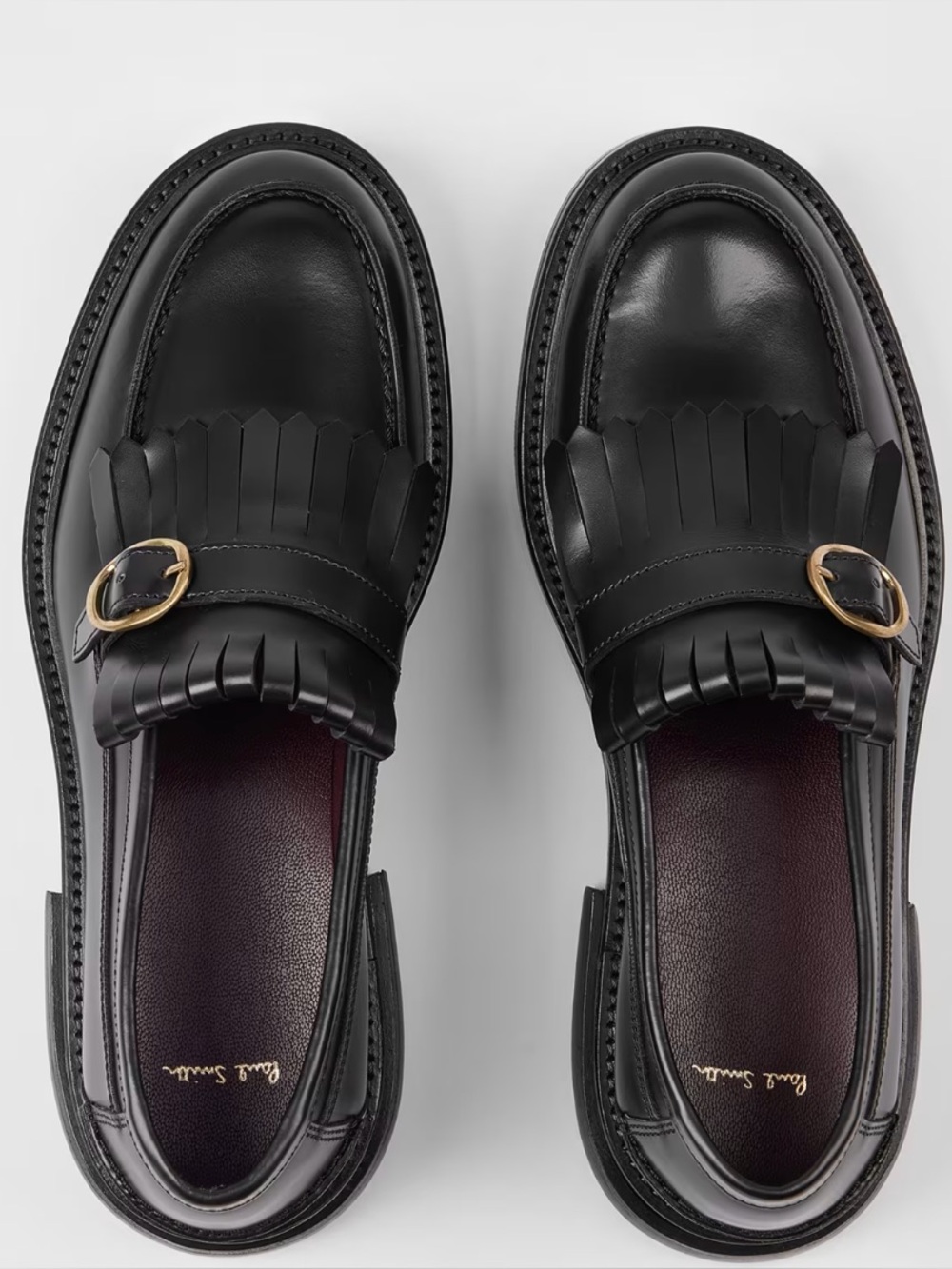 Paul Smith BELINHO BLACK LEATHER LOAFERS with Gold Buckle